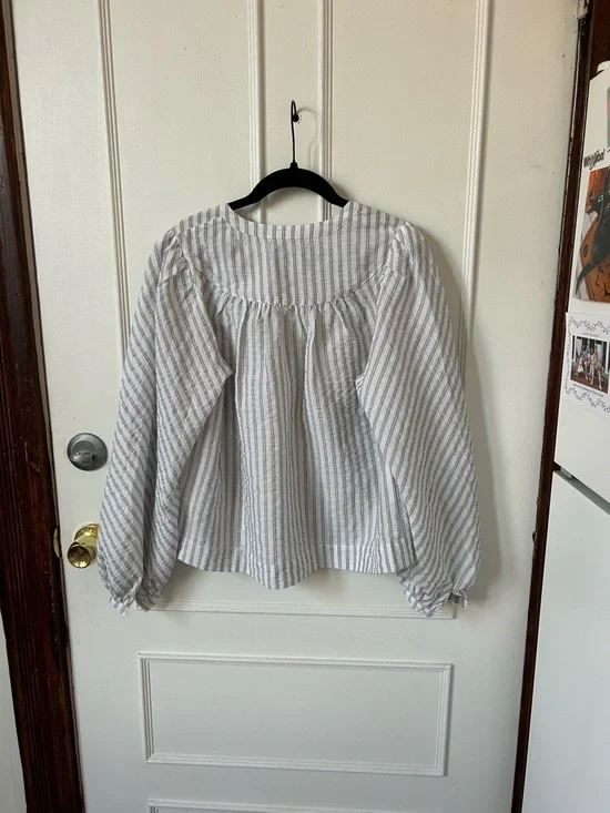 Joe's Jeans White Striped Peasant Blouse - Picture 4 of 4